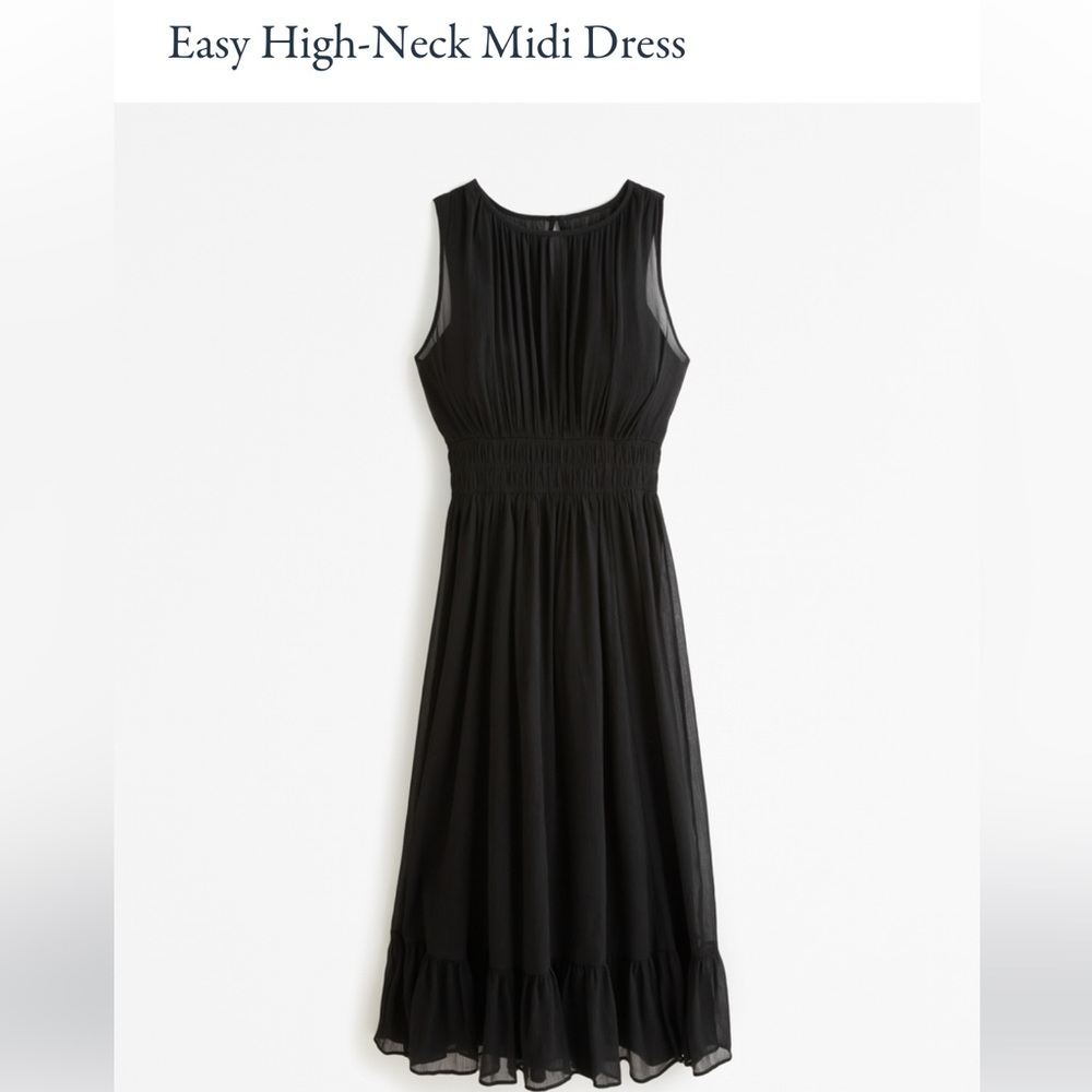 Abercrombie Easy High Neck Midi Dress Black XXSP NWT